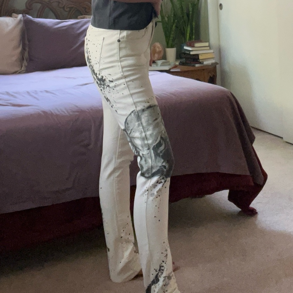 Ralph Lauren White Paint Splatter Bull Skinny Jeans 28